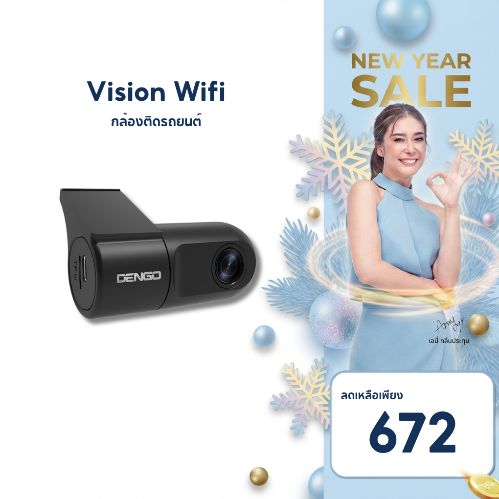[ถูกที่สุด!] Dengo Vision Wifi กล้องติดรถยนต์ กล้องหน้าคมชัด FullHD 1080P เชื่อมต่อ Wifi ดูผ่านมือถื