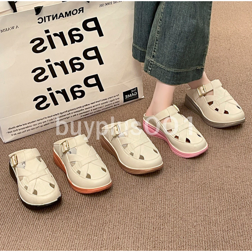รองเท้าแตะผู้หญิง รองเท้าแตะสวม ยางEVA พื้นหนา 3.5cm รองท้าปิดปลายเท้า แฟชั่น สไตล์เกาหลี ผู้หญิง 158