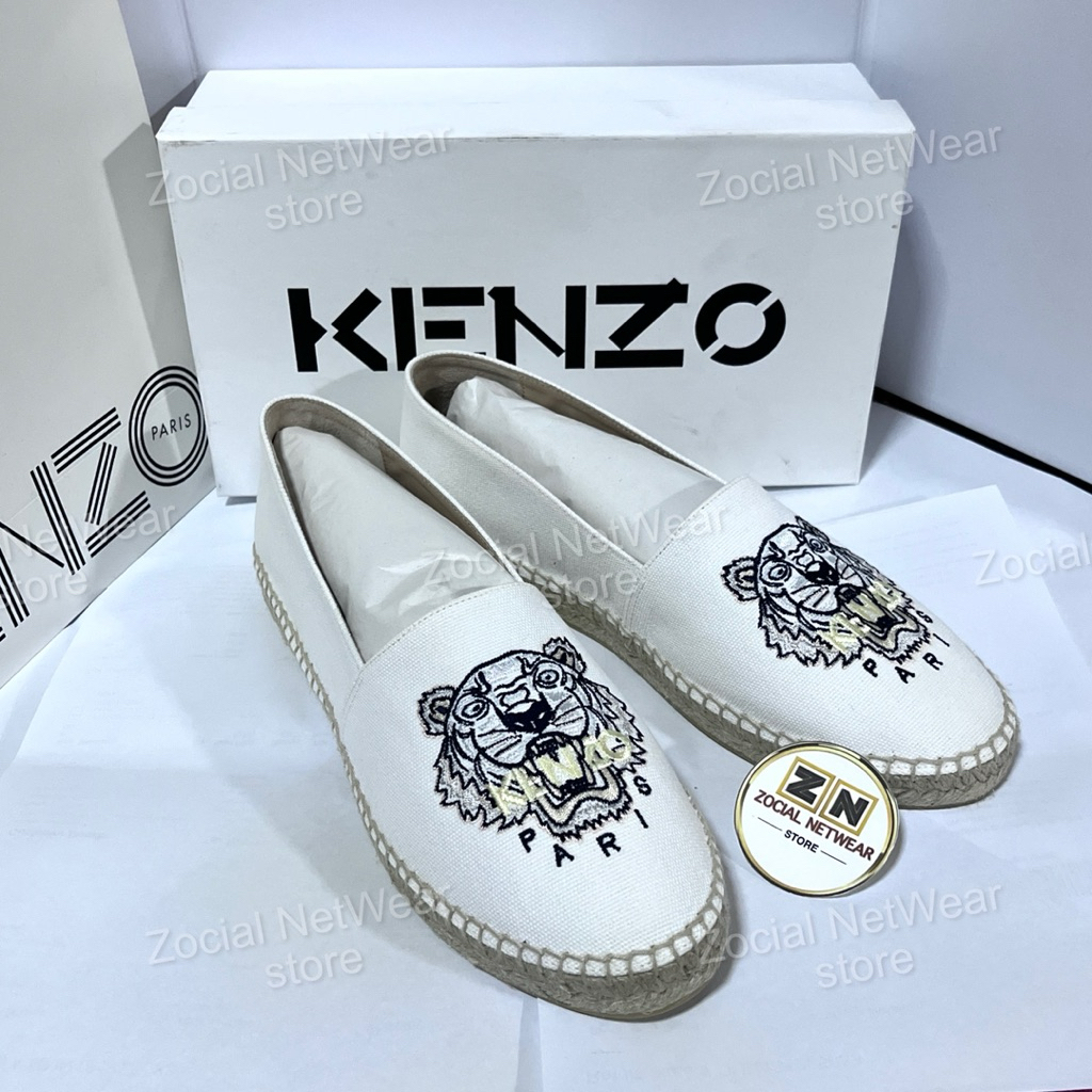 รองเท้าผู้หญิง KENZO Espadrilles tiger size41 สีขาว มือ1 พร้อมกล่อง เคนโซ่ของแท้ slip on สลิปออน whi