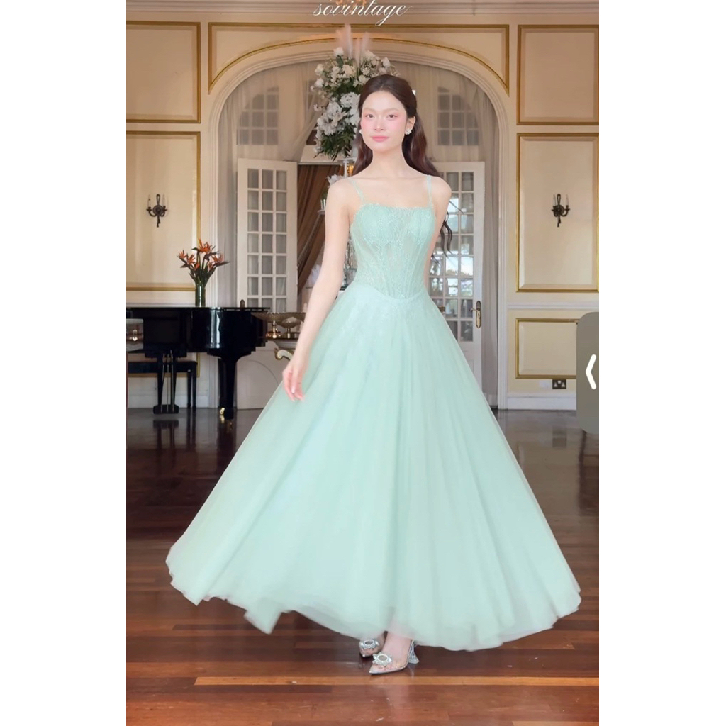 🎀Brand : Sovintageไซส์ s พร้อมส่งค่ะมีกล่อง Darie Dress 🎀(สินค้าพรีออเดอร์)