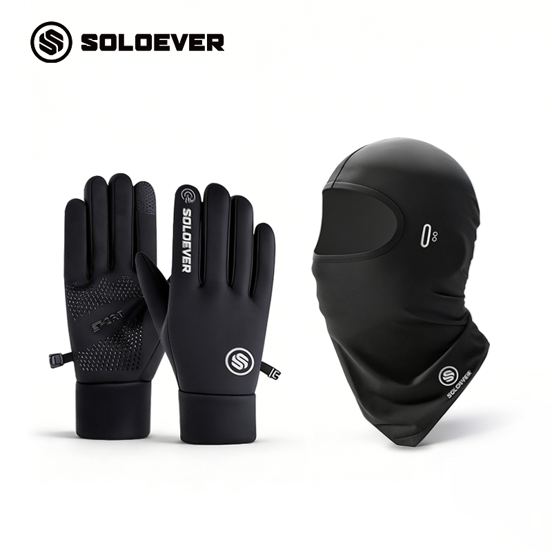 SOLOEVER ชุดปลอกแขน+หน้ากากปั่นจักรยาน UPF50+ ป้องกันUV ผ้าเรยอนยืดหยุ่น ระบายอากาศ สองเพศ กีฬาออกหิว