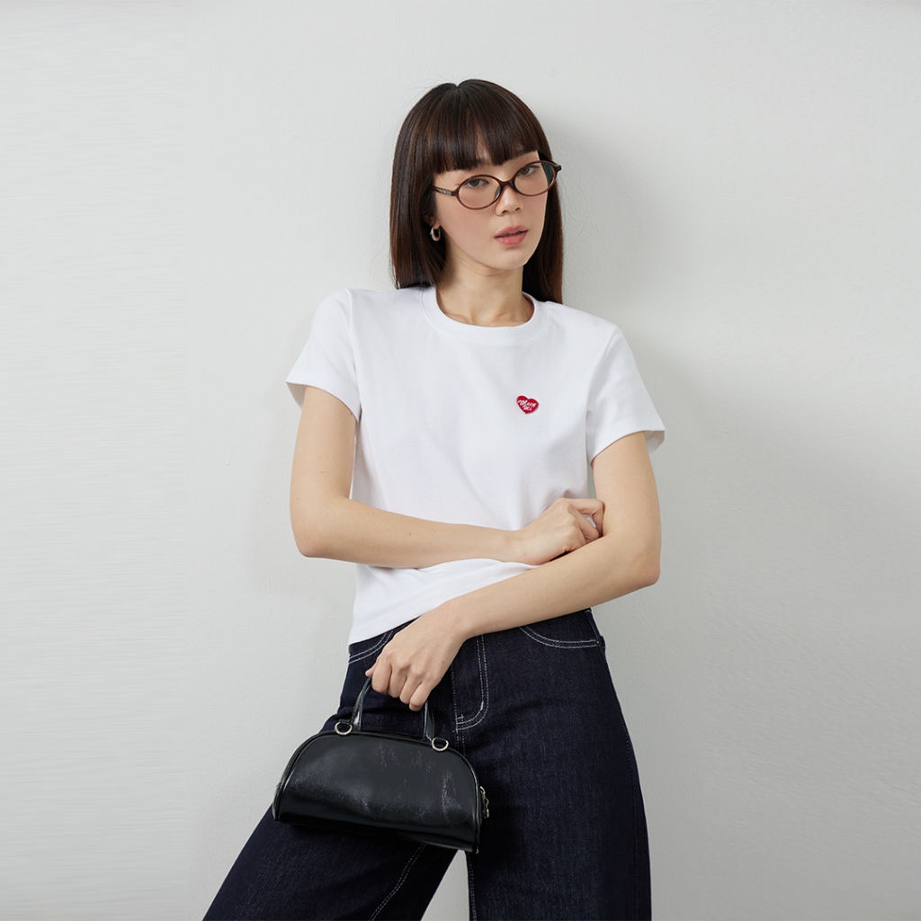 MEET ME - Top 0027 I ลาย HEART MEET MÉ เสื้อครอป ปักโลโก้หัวใจ รูปที่ 2