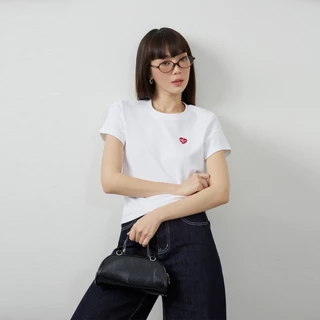 MEET ME - Top 0027 I ลาย HEART MEET MÉ เสื้อครอป ปักโลโก้หัวใจ