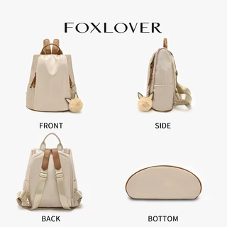 FOXLOVER กระเป๋าเป้สะพายหลังของผู้หญิง การออกแบบป้องกันการโจรกรรม กันน้ำ เบาและเรียบง่าย 10 นิ้ว