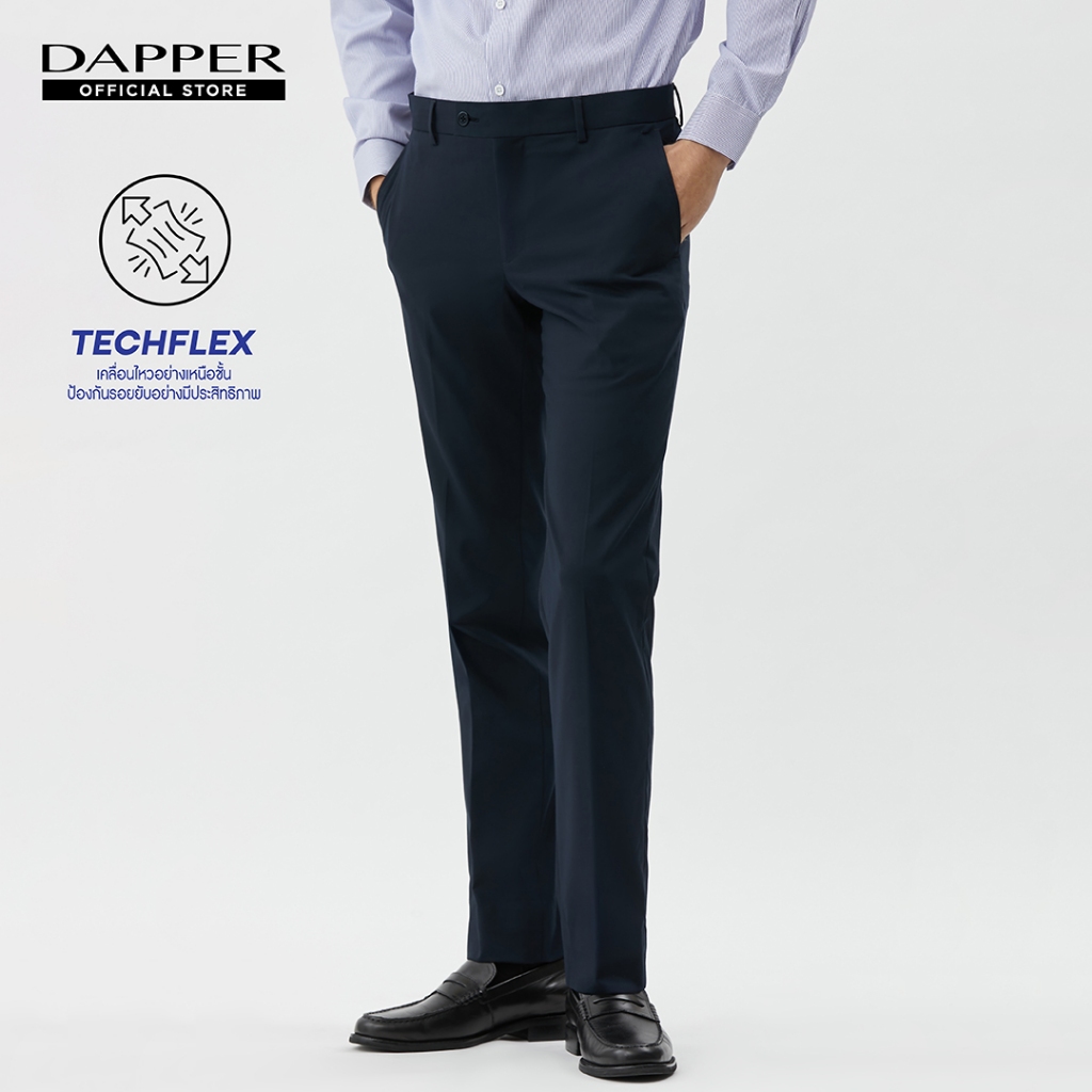 DAPPER กางเกงขายาว รุ่น TECHFLEX ทรง Slim-Fit สีกรมท่า (TB9/NA/131RSP)