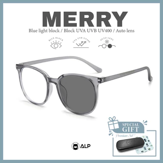 ALP Merry แว่นตากรองแสงสีฟ้า ทรงหยดน้ำ เลนส์เปลี่ยนสี กันUV400 เลนส์ออโต้ ALP-SN0110
