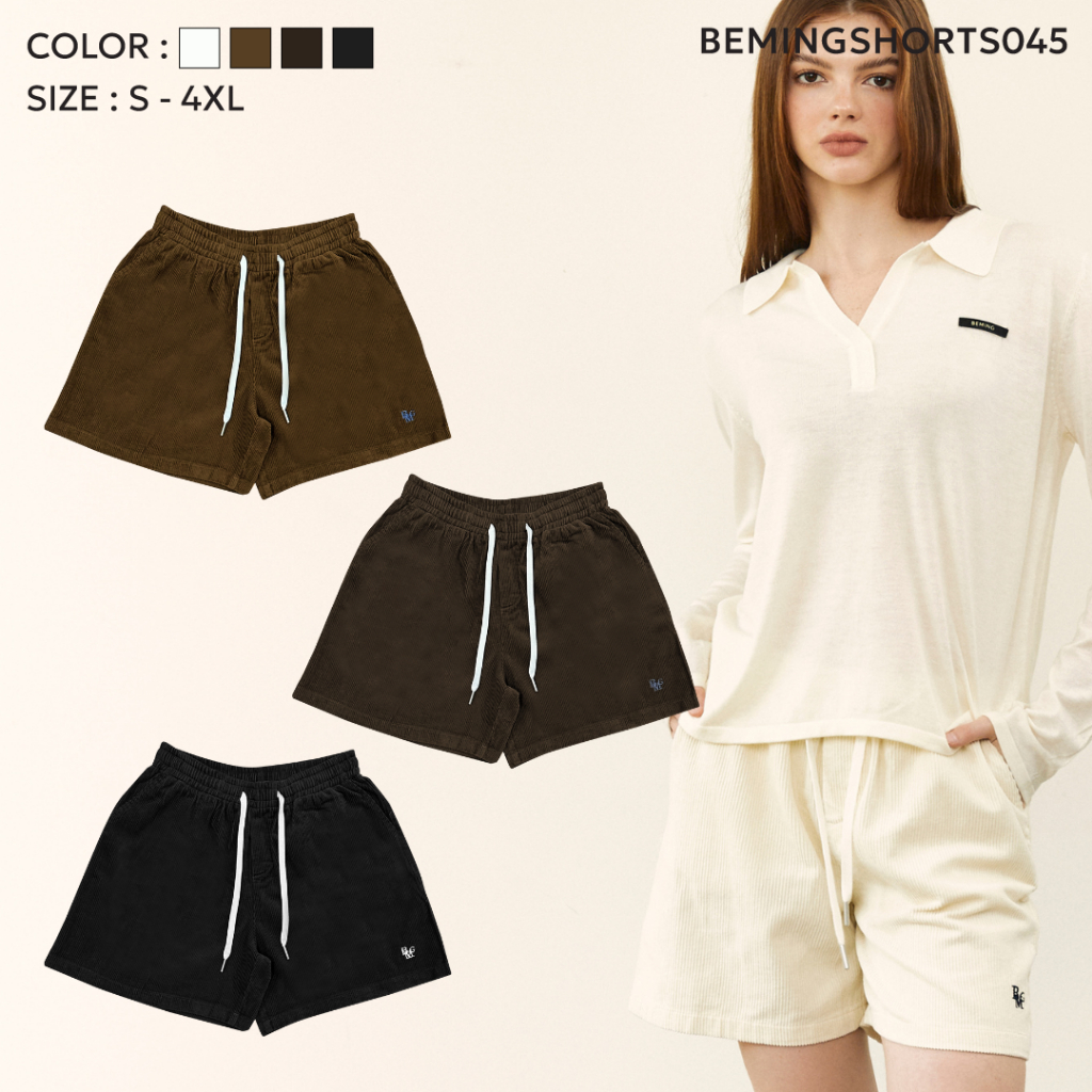 Bemingshorts045(XS-4XL)-BMG Corduroy Soft Short - กางเกงขาสั้นผ้าลูกฟูกสัมผัสนุ่