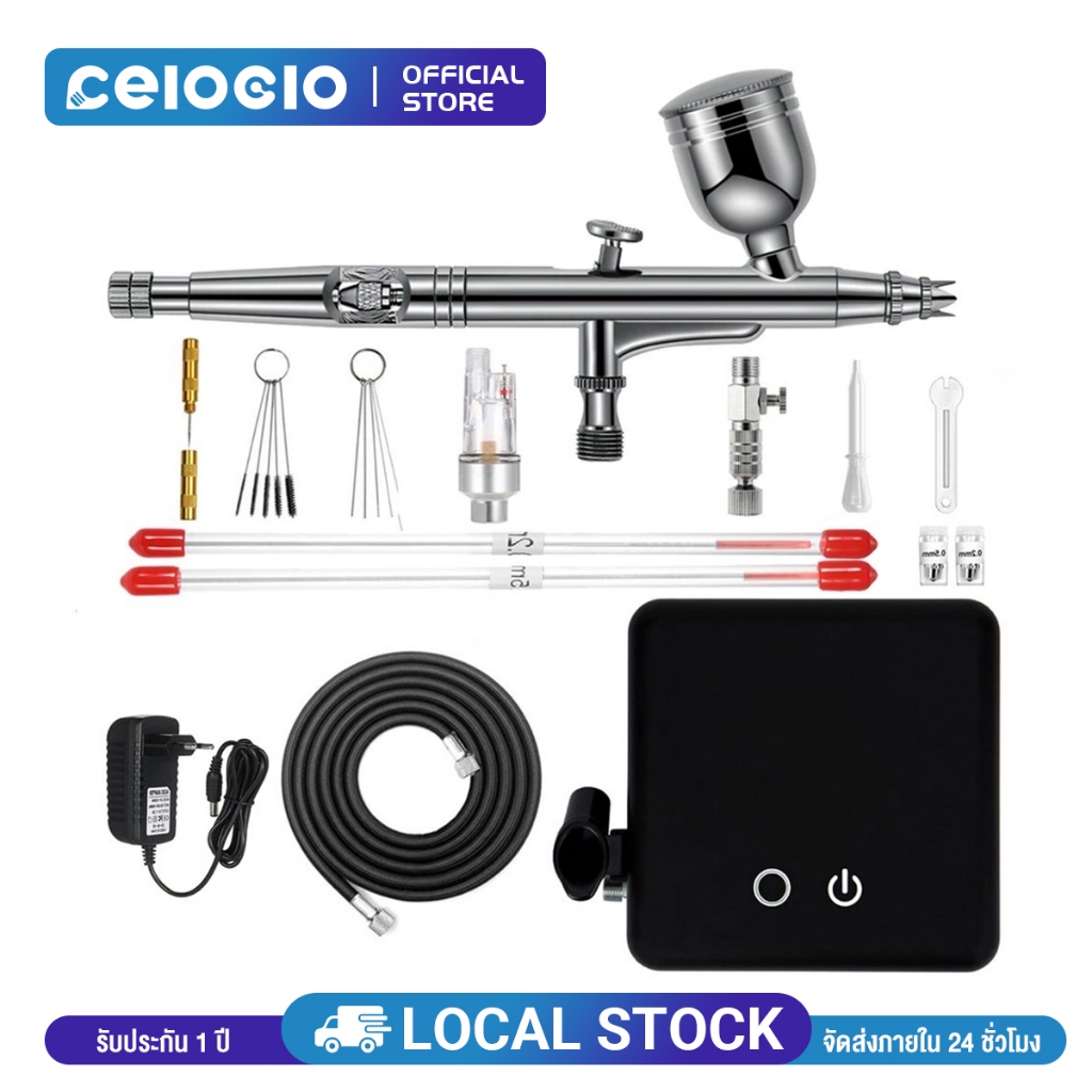 Celoglo ชุดแอร์บรัช 0.3 มม. ขนาดเล็ก พร้อมแปรงป้อนแรงโน้มถ่วง สําหรับแต่งหน้า เพ้นท์เล็บ เสื้อผ้า รองเท้า DIY