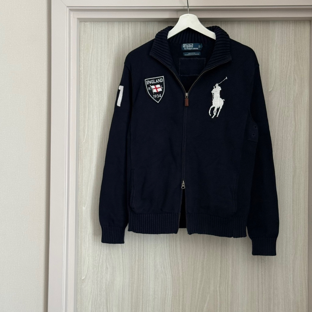 พร้อมส่ง Polo Ralph Lauren navy blue cotton zip-up jacket second hand Size: M42/27