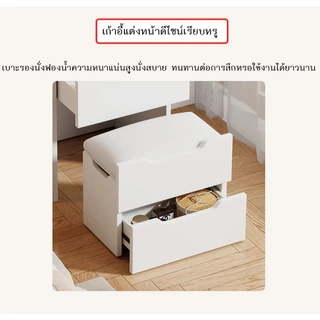 Greenforst โต๊ะแป้ง โต๊ะเครื่องแป้งพับได้ โต๊ะเครื่องแป้งพร้อมเก้าอี้ กระจก ไฟ LED โต๊ะเครื่องแป้ง+ตู้เก็บของ รุ่น 2142