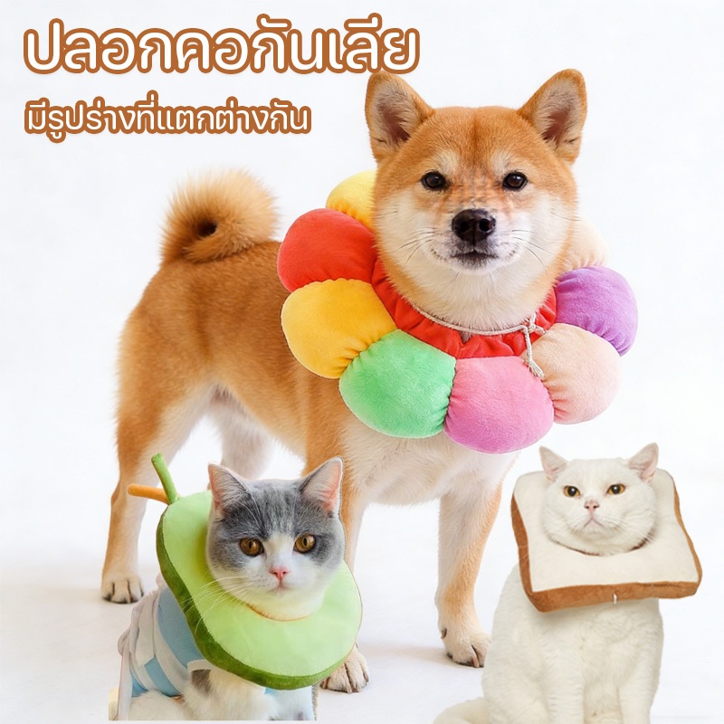 💥ปลอกคอกันเลีย ปลอกคอสุนัขและแมว มีรูปร่างที่แตกต่างกัน ป้องกันการเลียแผลนุ่มนิ่มใส่สบาย