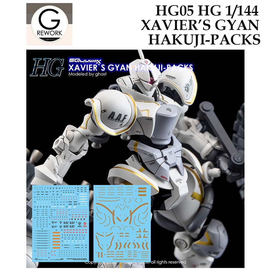 [ G Rework ] HG05  HG 1/144 XAVIER'S GYAN HAKUJI PACKS GQUUUUUUX GUNDAM WATER SLIDE DECAL