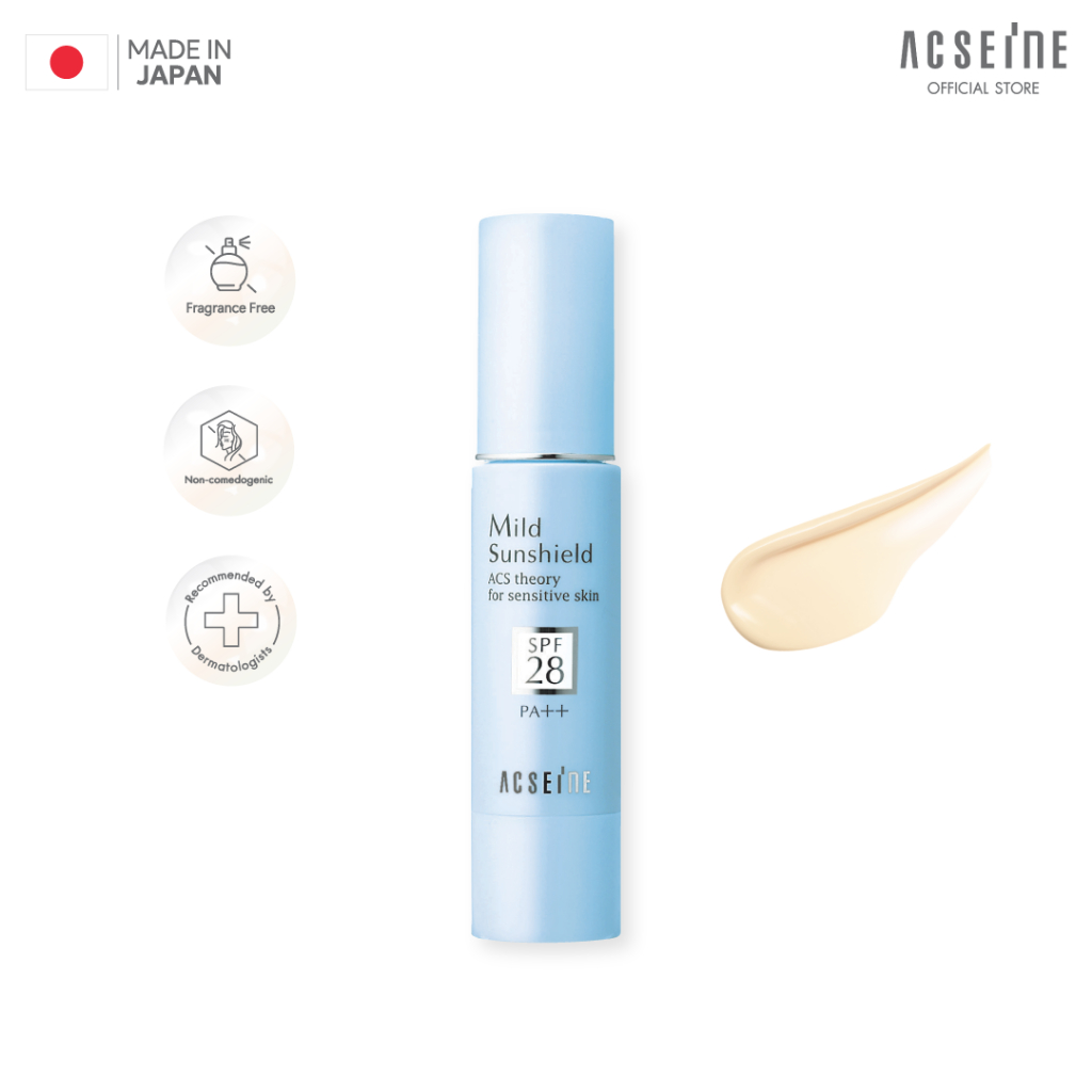 ACSEINE Mild Sunshield (SPF28 / PA ++)  กันแดดให้ความชุ่มชื้นเหมือนการบำรุงผิว สำหรับผิวแห้ง