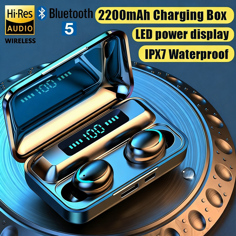 【 BASS】ของแท้ F9 TWS หูฟังบลูทูธไร้สาย พร้อมไมโครโฟน ตัดเสียงรบกวน 9D สเตอริโอ HiFi จอแสดงผล LED Bluetooth Earbuds