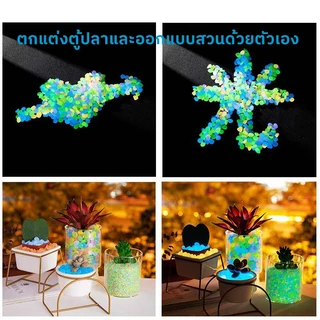 100 ชิ้น ก้อนหินและกรวดเรืองแสงในความมืด สีสันสดใสใหม่ สวนสัตว์น้ำและสวน สำหรับตู้ปลา