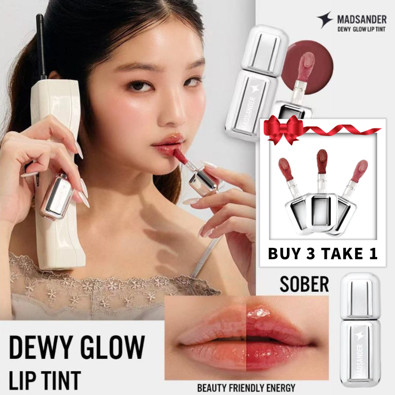 【ซื้อ 3 แถม 1】Lipstick Madsander Dewy Glow Lip Tint 4g. ลิปสติก แมดแซนเดอร์ ลิปทิ้นท์ติดทนนาน (ลิปสร