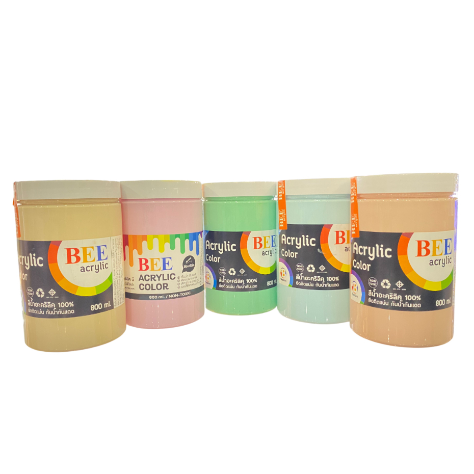 (KTS) สีอะครีลิคพาสเทล BEE 800 CC. เลือกสีได้!!! (บรรจุ 1 ขวด)