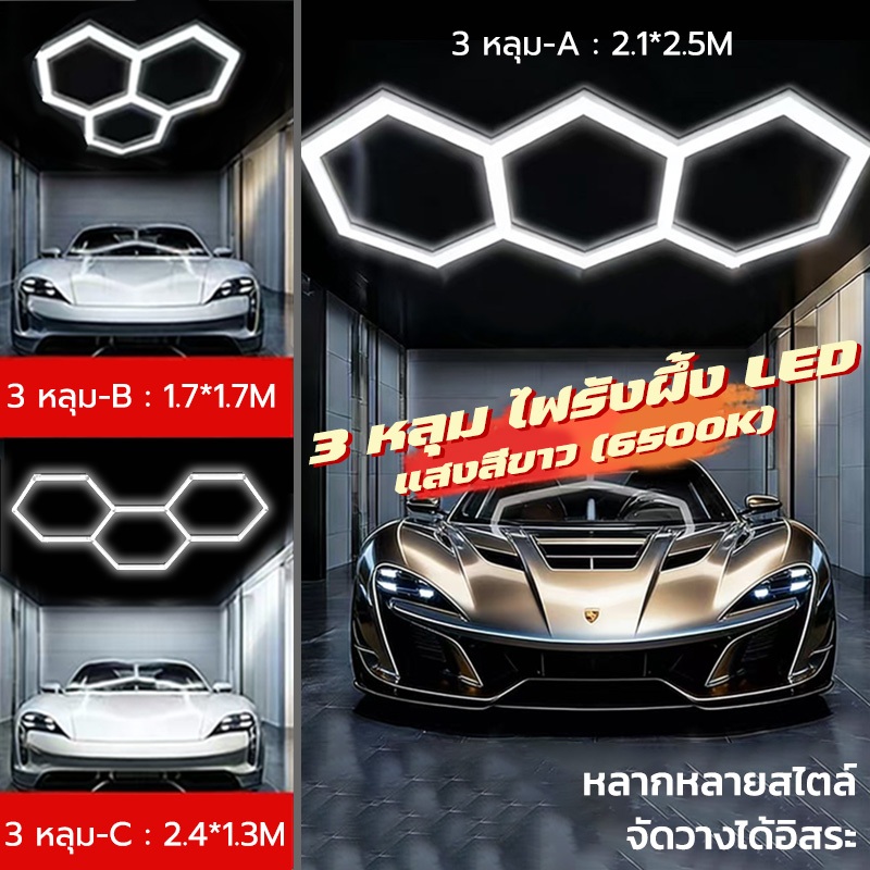 DIY 3 หลุมการสร้างแบบจำลอง ไฟรังผึ้ง LEDไฟเพดานความสว่างสูง จัดวางได้อิสระ  ประหยัดพลังงาน กันน้ำ กันชื้น ติดตั้งง่าย