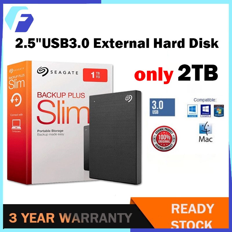SEAGATE Harddisk External 2TB harddrive ฮาร์ดไดรฟ์ภายนอกสําหรับ Mac และ Windows HDD HighSpeed Extern