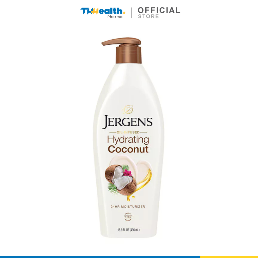 Jergens Hydrating Coconut Dry Skin Moisturiser 496 ml. ออยล์-อินฟิวส์ ไฮเดรติ้ง โคโคนัท