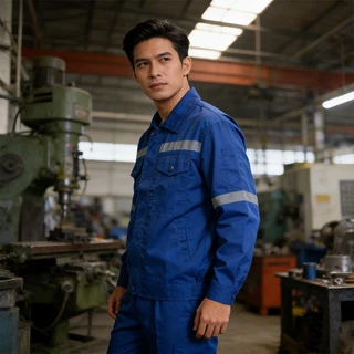 SY01 X-Box เสื้อช็อปช่าง เสื้อทำงาน ผ้าเวสปอยท์ซิปอก สาบปิดซ่อน แถบสะท้อนแสงหลัง แขน