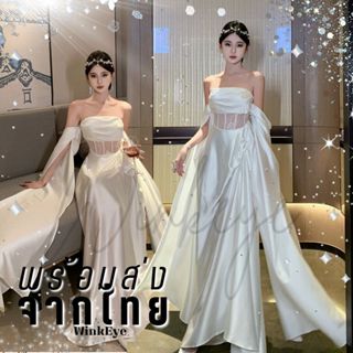 (Dress5-292)พร้อมส่ง Ethereal Grace Dress เดรสสีขาวซาตินเปิด…