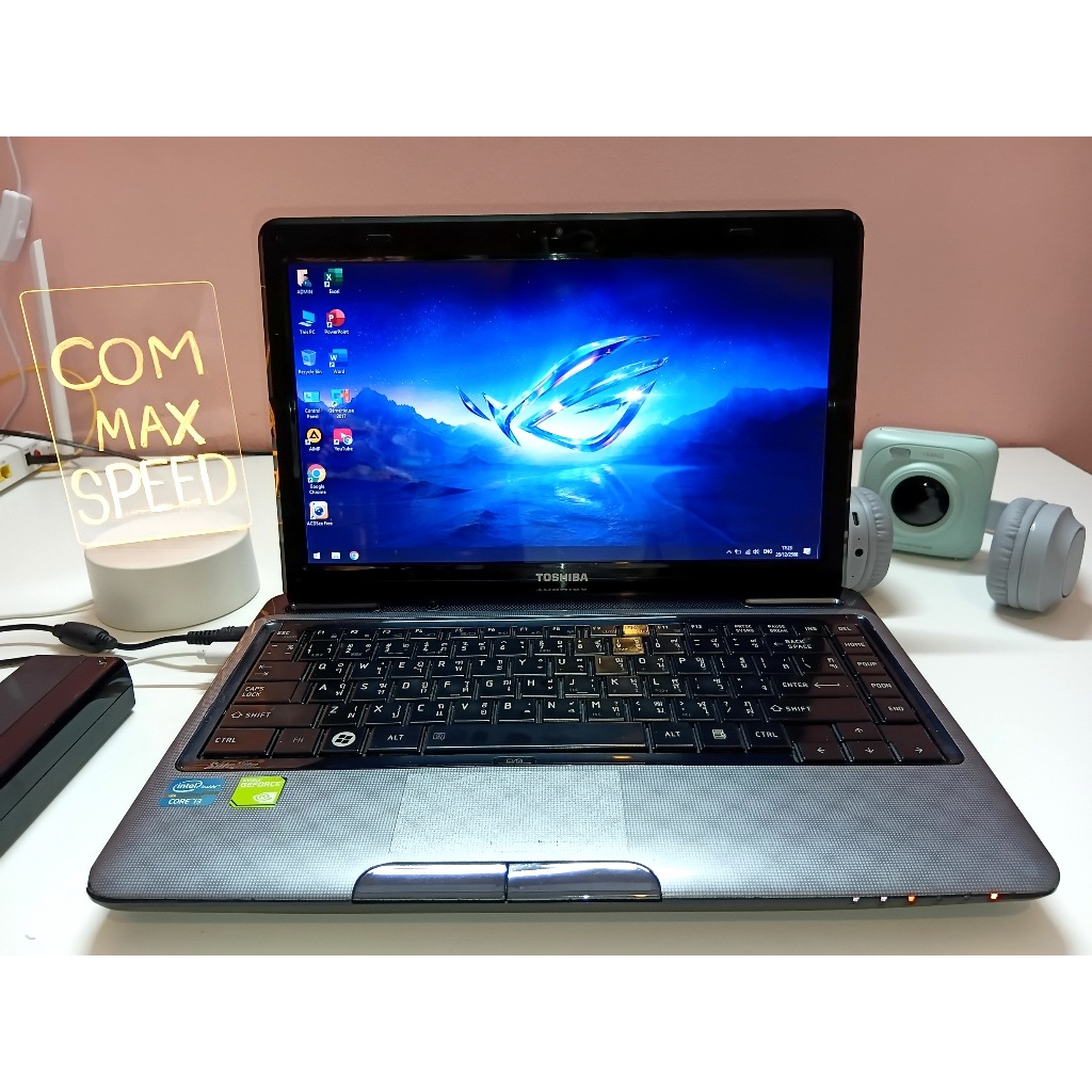 โน๊ตบุ๊ค Toshiba L735 ซีพียู I3-2310M แรม 4GB HDD 320GB การ์ดจอ NVIDIA GT315M จอ 14นิ้ว WIN10 เก็บโค