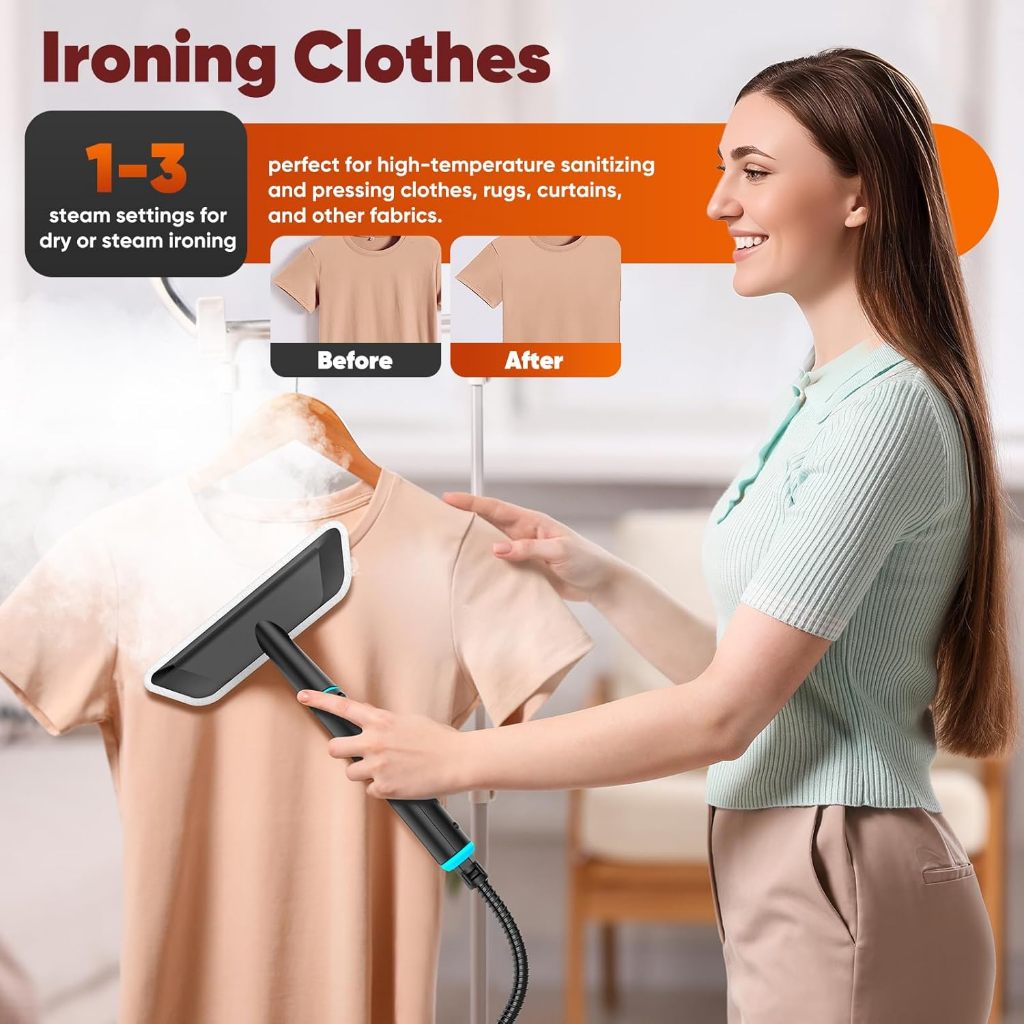 เครื่องทำความสะอาดไอน้ำแรงดันสูง105°C ฆ่าเชื้อเร็ว 15S ทำความสะอาดง่าย รีดผ้าเครื่องปรับอากาศ ห้องครั แถมฟรี 8 หัวฉีด - รูปที่ 5