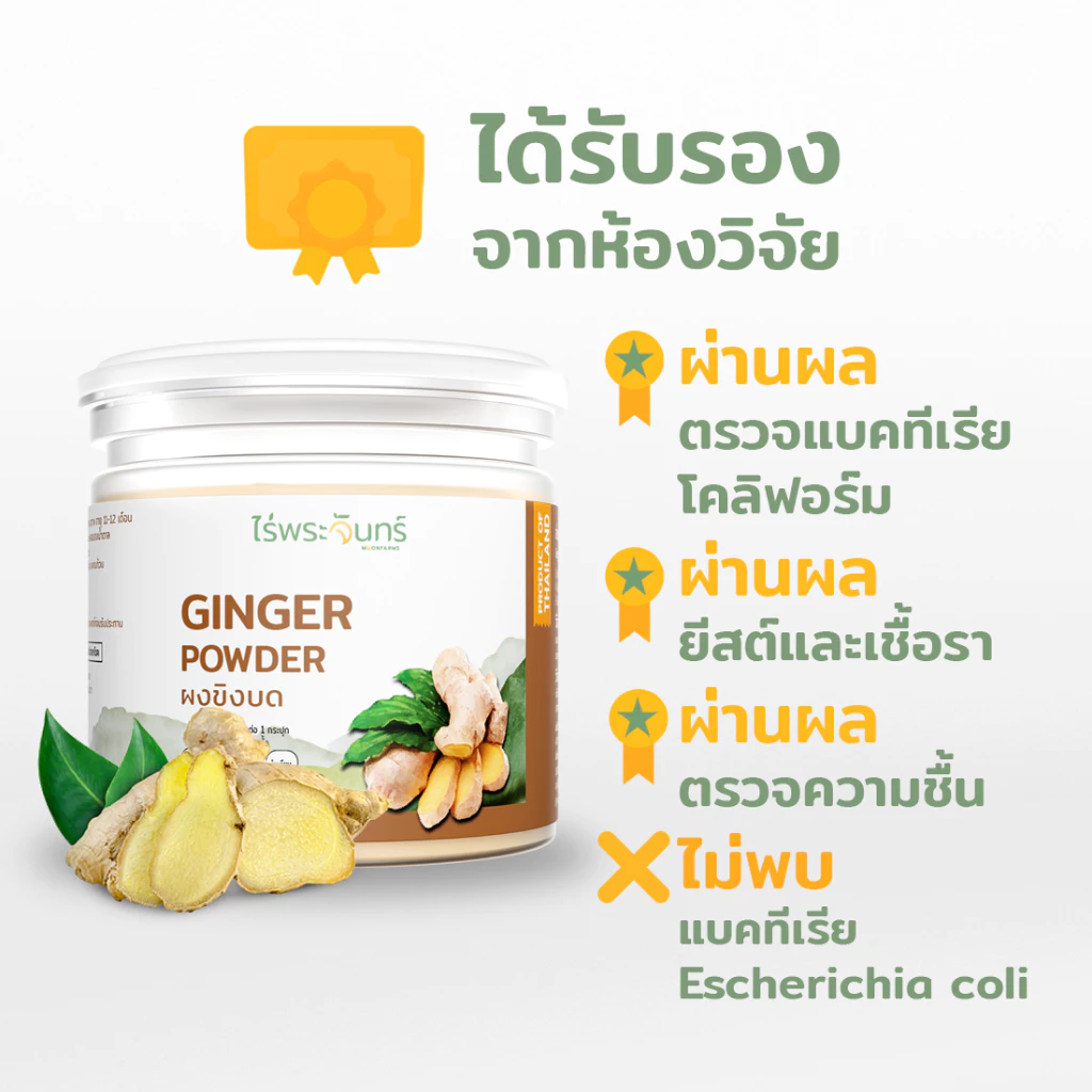ผงขิงสกัด มีอย. แท้ ไม่ผสมแป้งและน้ำตาล แบรนด์ไร่พระจันทร์ ( ขิงผง ผงขิง ขิงบด  ผงขิงบด น้ำขิง เพิ่มน้ำนม ขิงสกัด ขิง ) thumbnail 4