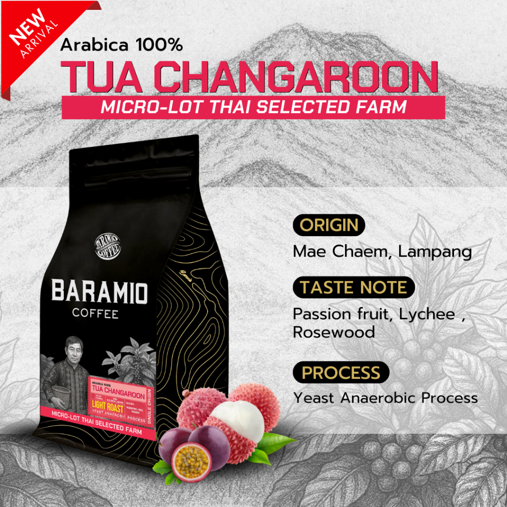 Baramio Micro-lot |Thai Farm เมล็ดกาแฟคั่ว รุ่น TUA CHANGAROON 200g. (Arabica100%)