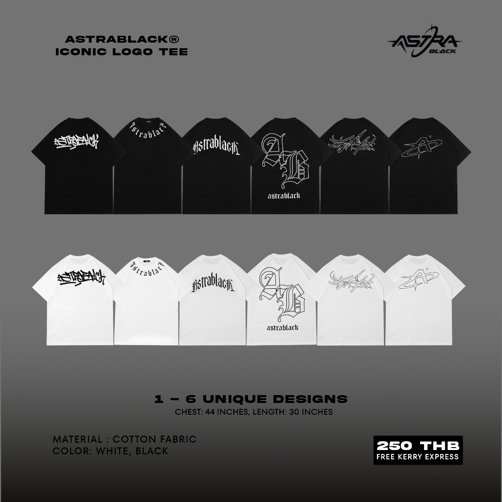 ASTRABLACK® — ICONIC LOGO TEE (เสื้อยืดสตรีท สีขาวและสีดำ)
