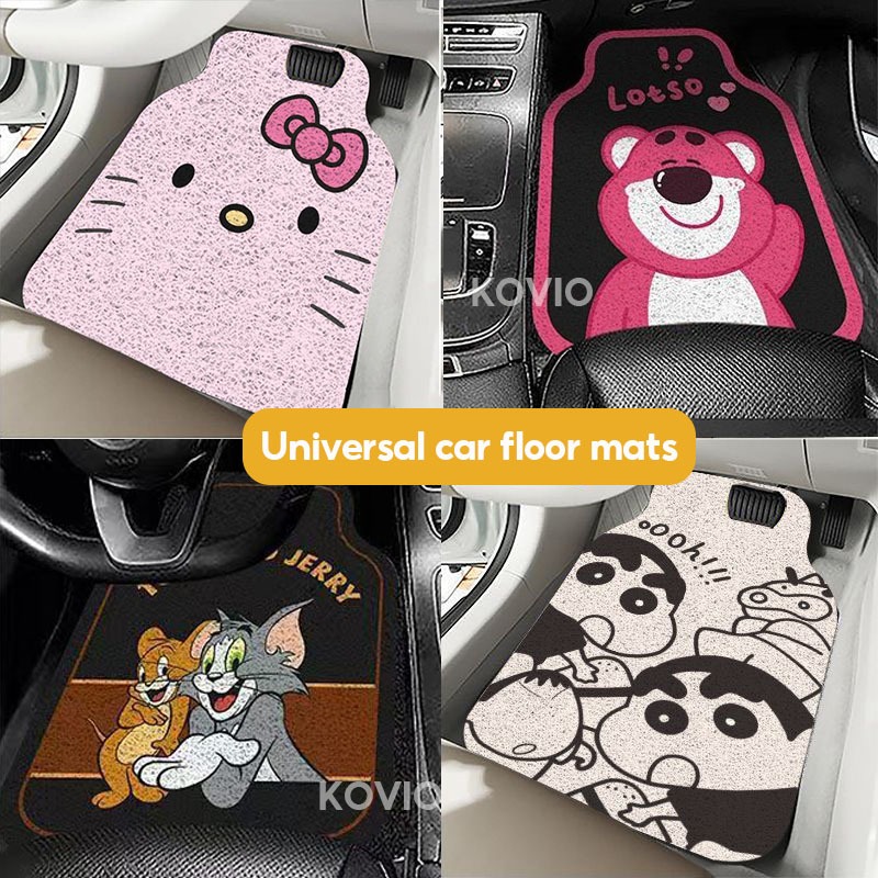 พรมปูพื้นรถยนต์ลายการ์ตูน ตัดได้ พรมอเนกประสงค์ ทนทานต่อการสึกหรอและกันลื่น ชุด 3 ชิ้น เหมาะสำหรับรถยนต์ทุกรุ่น