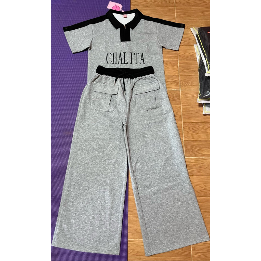 มี S ราคาโปร✅ชุดเซทผ้าดีมากๆนุ่มใส่สบาย เสื้อแขนสั้น+กางเกงขายาว ป้าย Chalita