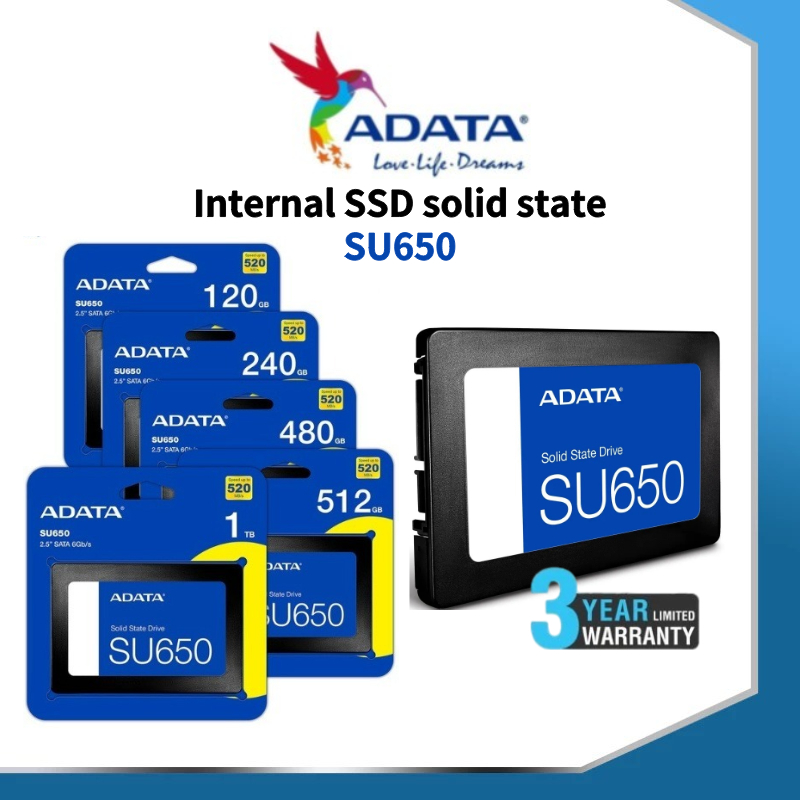 รับประกัน 3 ปี SU650 SSD 256GB 512GB 1TB Internal hard drive  2.5'' Solid state drives SATA3 6.0Gb/s