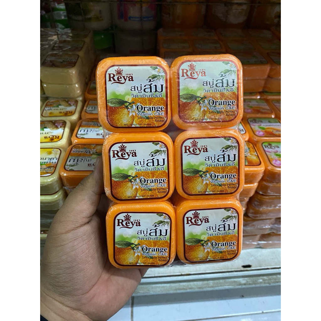 Reya สบู่เรยา ส้มวิตามินซีแอนด์อี 1แพ็ค 12 ก้อน 65กรัม