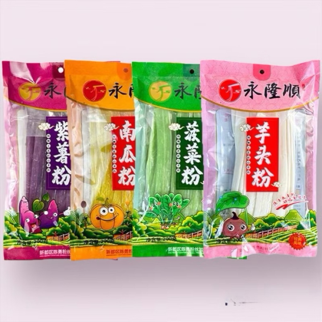 เส้นมันเทศแบน เส้นมันม่วง เส้นฟักทอง เส้นผักถุง200กรัม