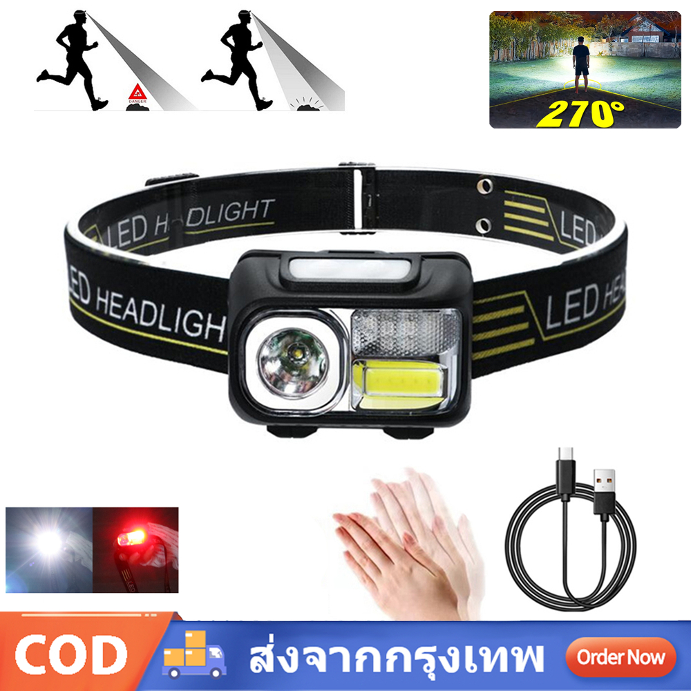 ไฟฉายคาดหัว LED ไฟฉายคาดศีรษะแรงสูง 1800LM ไฟสว่าง 8 แบบ ไฟฉายเดินป่า ชาร์จได้ ไฟคาดหัว ไฟส่องสัตว์ ไฟส่องกบ กันน้ำ