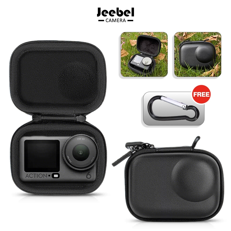 Mini Carrying Case สำหรับ DJI Action 6 กระเป๋าเก็บกล้อง PU Hard Shell บุผ้ากำมะหยี่ กันกระแทก พกพาง่าย สำหรับถ่าย Vlog