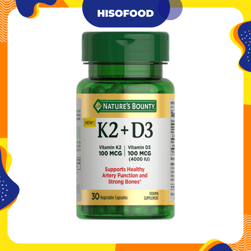 Nature’s Bounty Vitamin K2 + D3, Vitamin Supplements, for Bone and Health Support, 30 Count