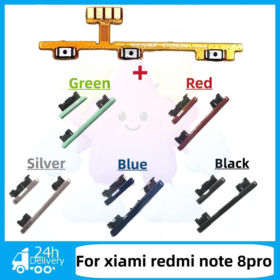 สําหรับ Xiaomi Redmi Note 8 Pro Power volume ปุ่มด้านข้าง Flex Cable Keys ปุ่มปิดระดับเสียงขึ้นและลงปุ่มด้านข้างอะไหล่ทด
