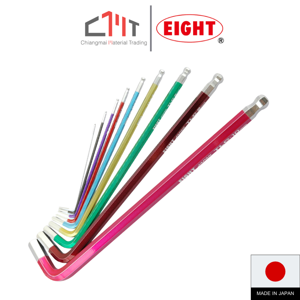EIGHT ประแจหัวบอลเตเปอร์ ยาว แบบชุบสี ขนาด 1.5mm. - 10.0mm. No.TLC