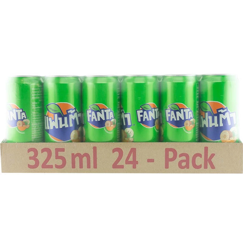 Fanta (แฟนต้า) น้ำอัดลม น้ำส้ม นำ้เขียว น้ำแดง น้ำสไปร์ท 325 ml. 24 กระป๋อง