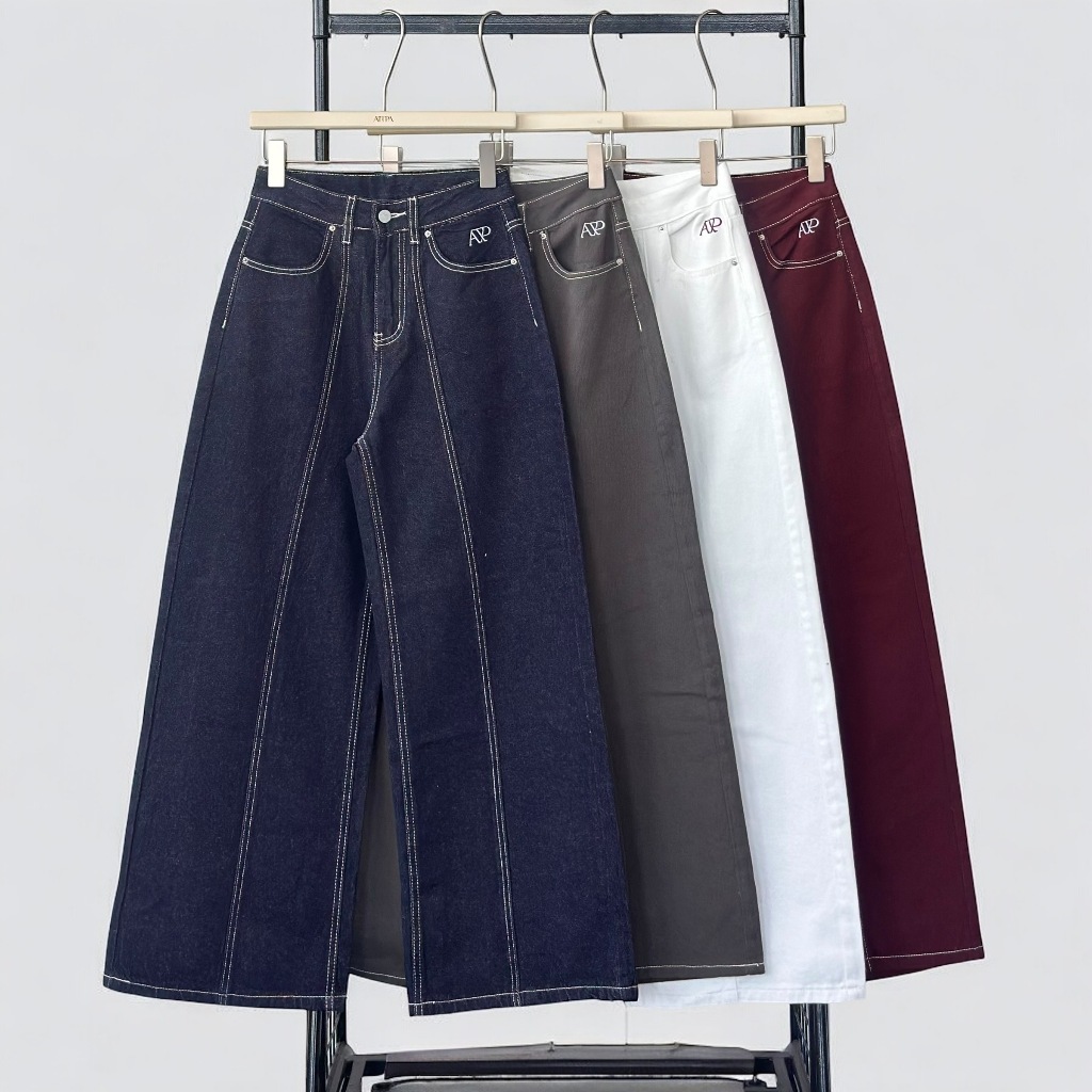 Atipashop - LINEVAULT JEANS (#ATP18) กางเกงยีนส์ขายาว ทรงกระบอก ดีเทลตะเข็บลายทาง