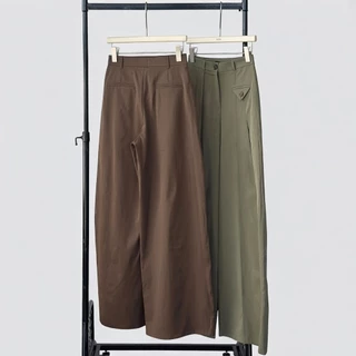 Atipashop - MODERN PANTS (#7235) กางเกงขายาว เอวสูง ดีเทลจีบหน้า ผ้าพรีเที่ยม สีพื้น มีหลายสี