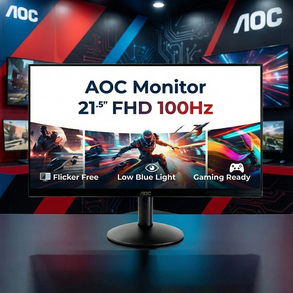 จอคอมมือสอง AOC 22B30HM2 ขนาด 21.5 นิ้ว 100Hz (FHD) จอขอบบาง สภาพใหม่ปี 2024 ประกันร้าน 90 วัน