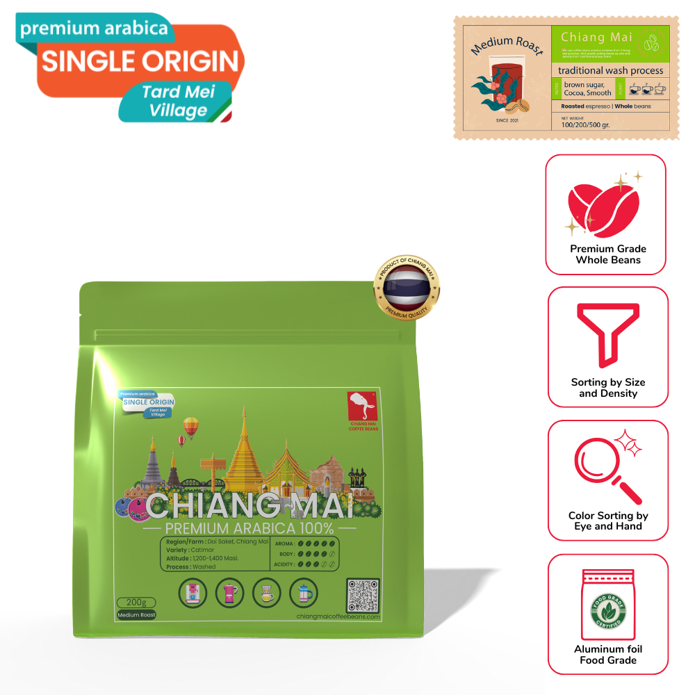 Chiang Mai Coffee Beans : Tard Mei Village : Medium Roast (เชียงใหม่ คอฟฟี่ บีนส์ : ตาดเหมย : คั่วกล