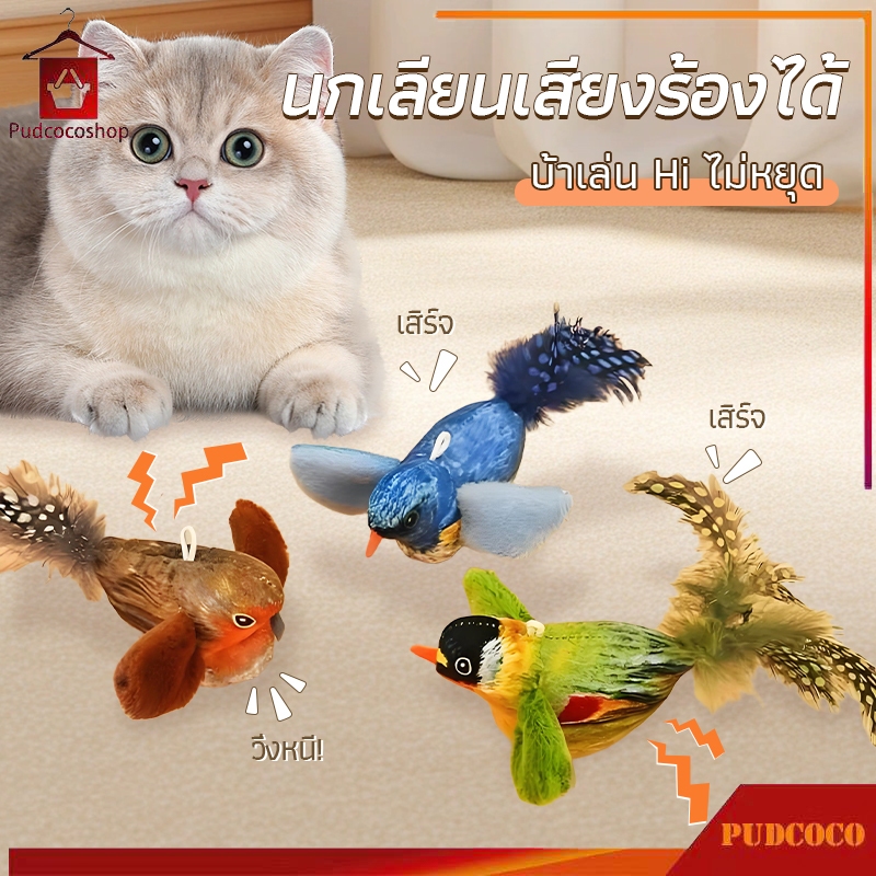 ของเล่นแมว นกปลอม ของเล่นตุ๊กตา นกมีเสียง ของเล่นสัตว์เลี้ยง ไม้กายสิทธิ์ล้อแมว Cat Toy มีเชือกให้ด้วย【3 สี】