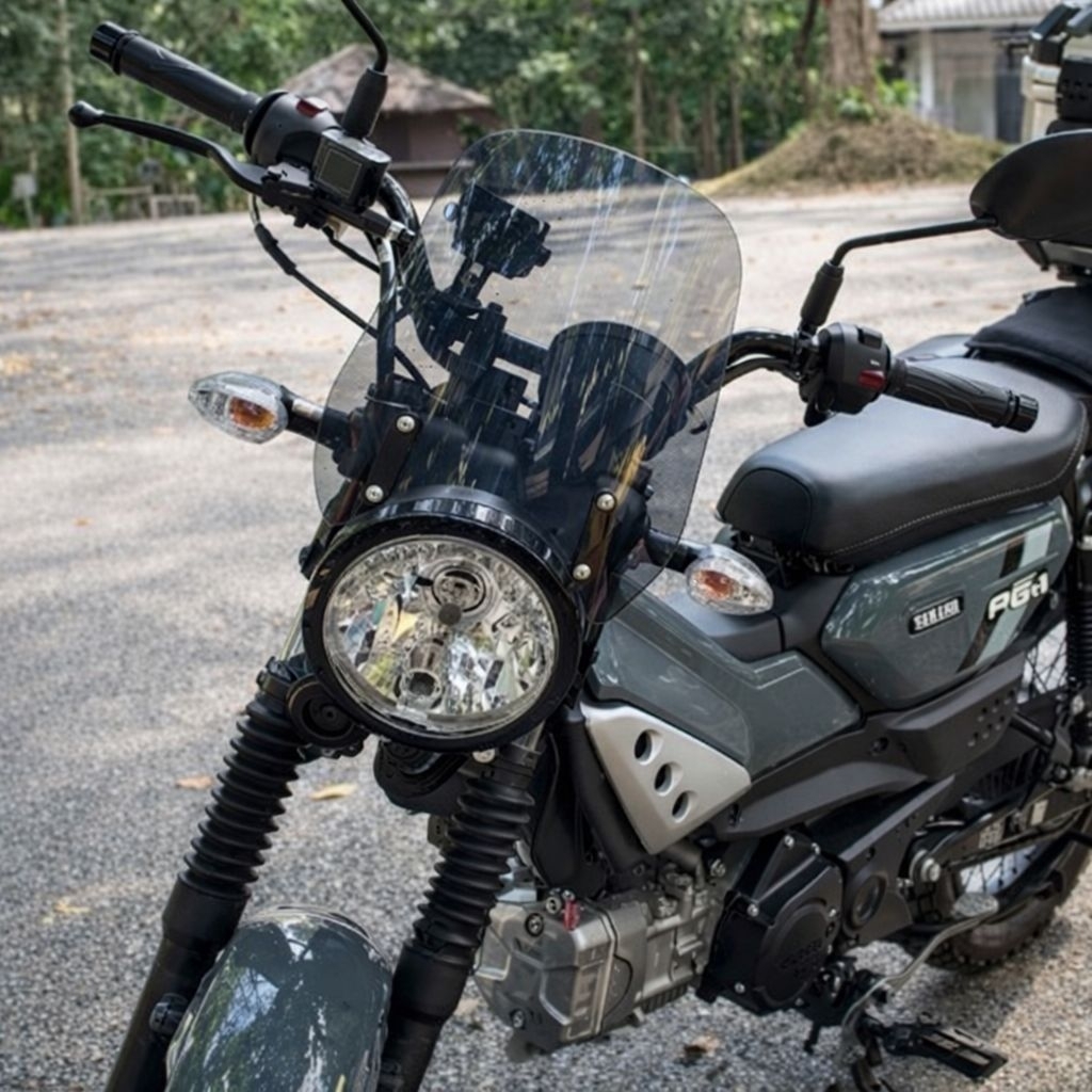 ชิวหน้าตรงรุ่น Yamaha PG-1, Honda CT125 ขนาดความสูง 20 - 25 ซม. ขาจับครบชุด [WS-02]