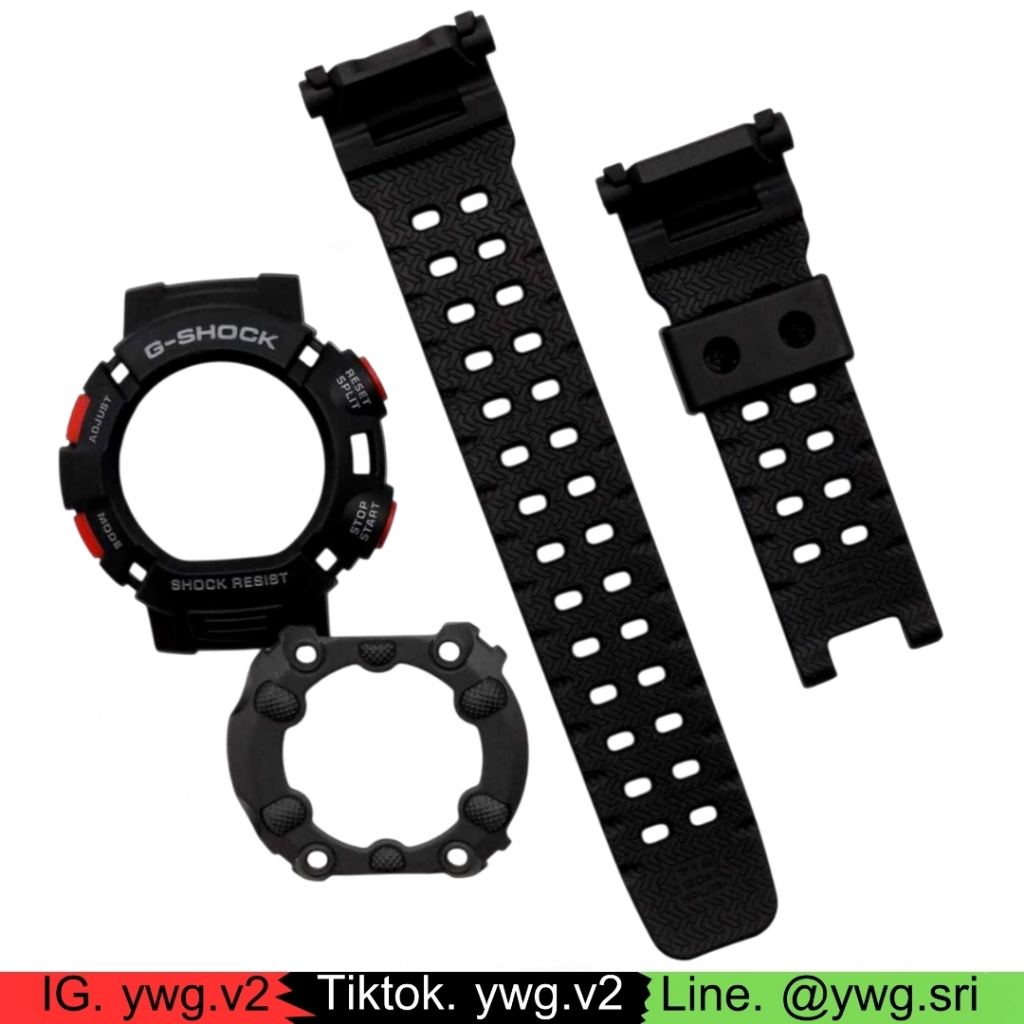 กรอบสาย G-SHOCK แท้✅ สีดำด้าน ปุ่มแดงใส่ได้กับรุ่น G-9000