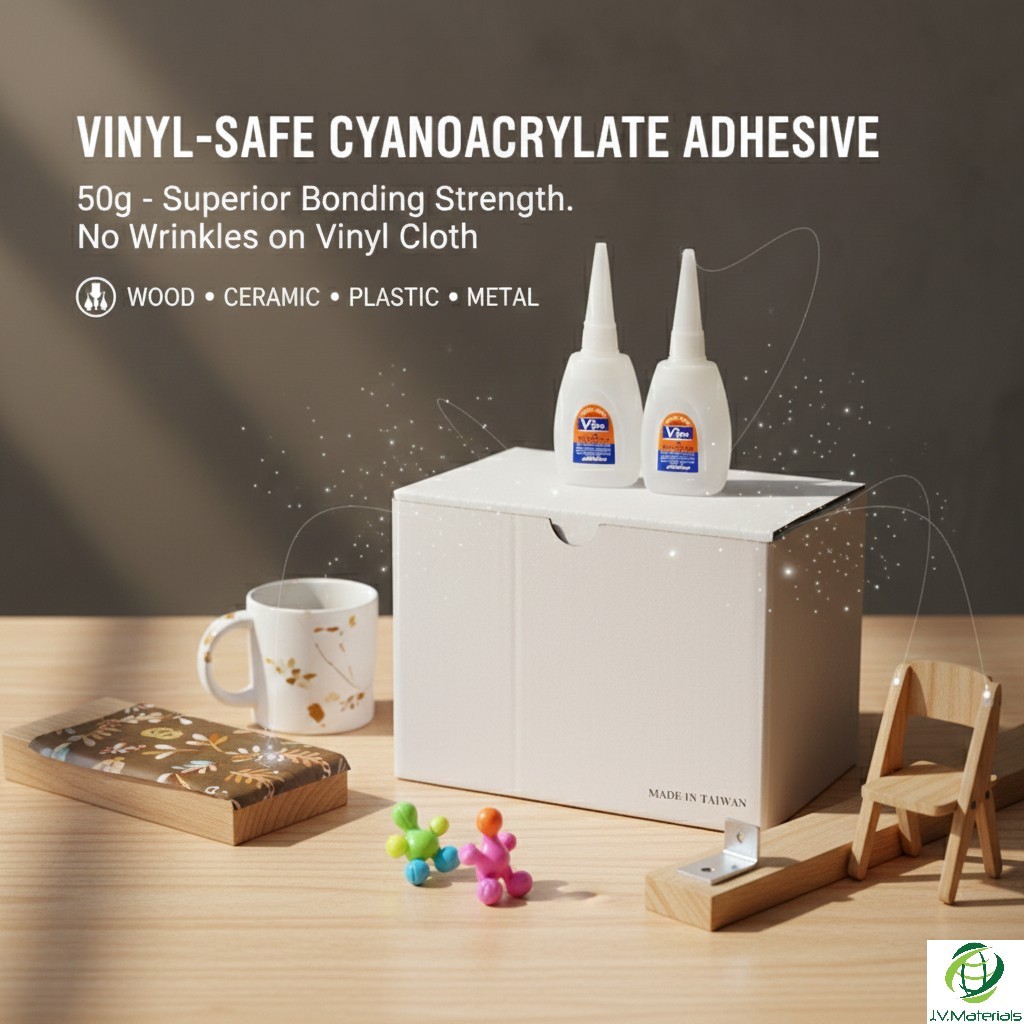 กาวร้อนV-Glue 50กรัม 18ขวด งานป้าย(ผ้าไม่ย่น) งานซ่อมไม้เนื้ออ่อน+แข็ง(ขี้เรื่อยไม่กระดก)
